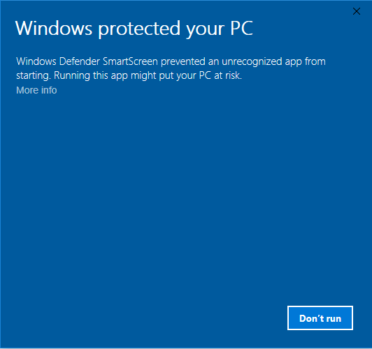 Windows Defender SmartScreen Initial